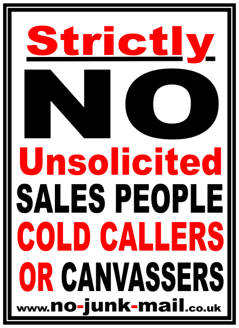 No Cold Callers Sign, No Cold Calling Sign, No Cold Callers,