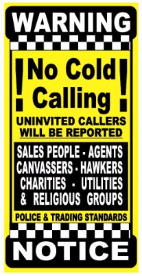 No Cold Callers Sign NO CANVASSERS Vinyl Decal Door Sticker-Stops Cold Calling 