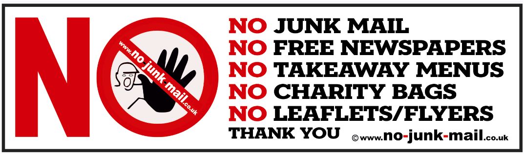 IMAGE 42, NO JUNK MAIL LETTERBOX STICKER, BUY, PURCHASE, IN STOCK, BIG RED NO DESIGN, SELF ADHESIVE STICKER, BEST BUY, STOP CANVASSING JUNK MAIL, NO TAKEAWAY MENUS