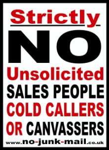 Strictly No Cold Calling Sticker, No Cold Calling Sign, No Cold Callers Sign, No Cold Callers Sticker