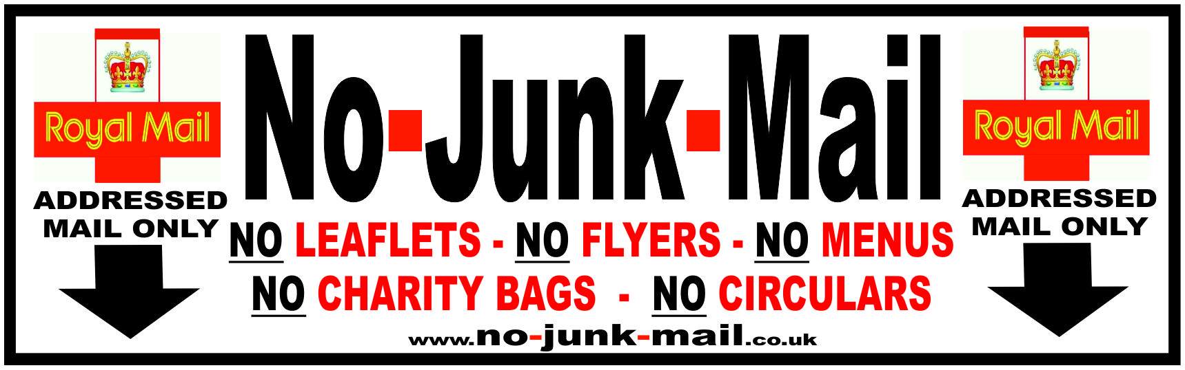 uk No Junk Mail Sign. Vinyl Decals Self Adhesive Sticker, Addressed Mail Only, No Junk Mail Letterbox Sticker, How To Stop Junk Mail, Royal Mail Logo, Ref RMO, Letterbox Sign, Stick On Sticker, Outdoor Use, Waterproof, Weatherproof, Washable, Unwanted Items Of Mail, Postman, Canvassering